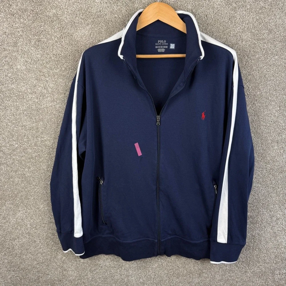 Polo Ralph Lauren Mens 2XB Navy Blue Full Zip Track Jacket Pony Logo